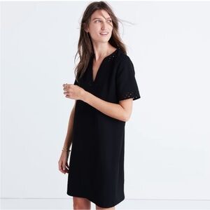 Madewell Ballad Tunic Dress Black Short Sleeve Mini Dress Size 6